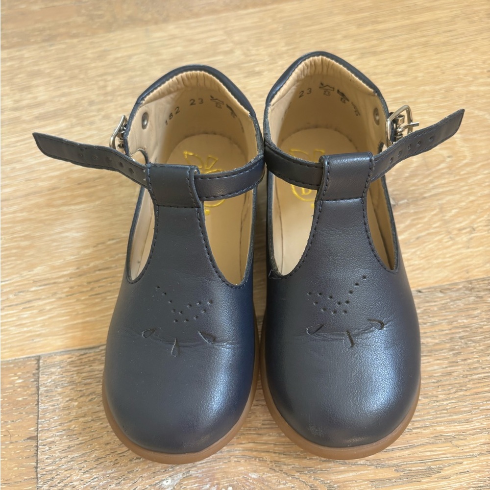 Pom d’api Kids navy blue leather T-Strap  Shoes EU23